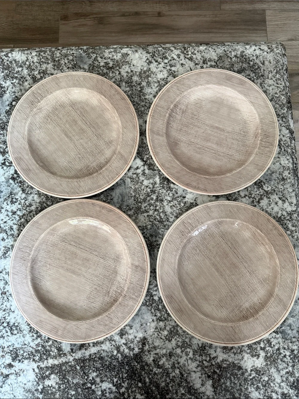 Pier 1 Melamine Neutral Taupe Beige Dinner Plates - Set of 4. EUC